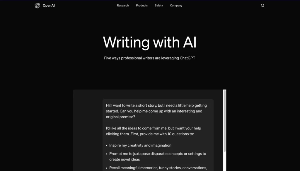 Writing with AI using OpenAI's ChatGPT, sharing five ways professional writers are leveraging ChatGPT