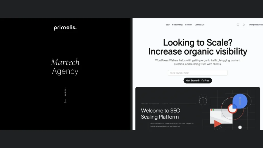 Best SEO Company Primelis and WordPress Webers side by side comparison